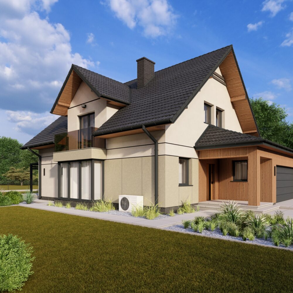 Projekt elewacji “Dom w świetliku”