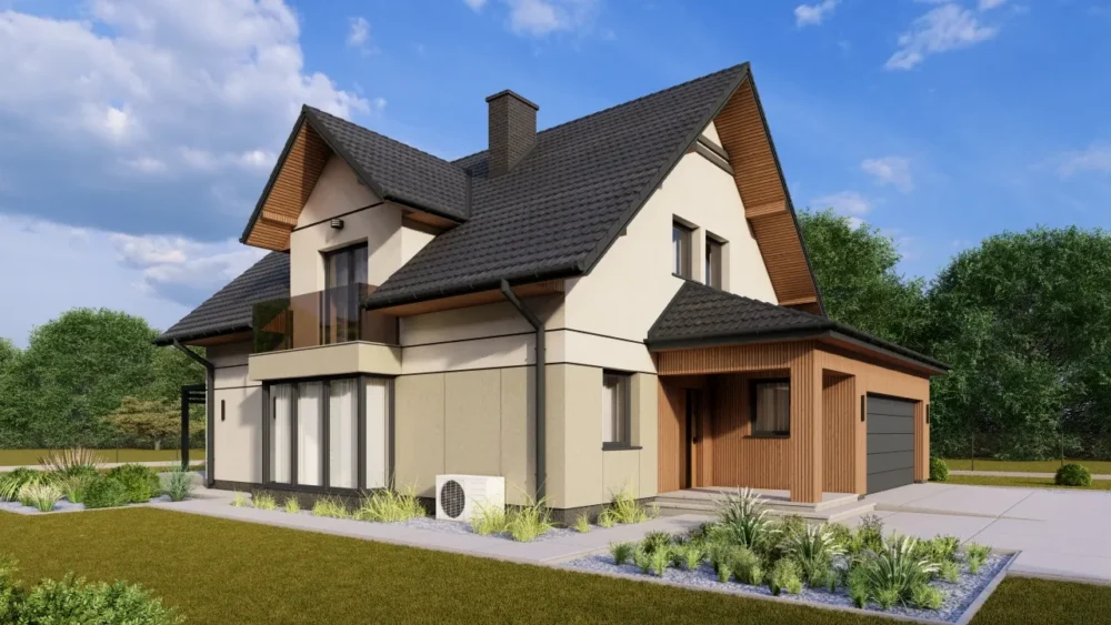 Projekt elewacji “Dom w świetliku”